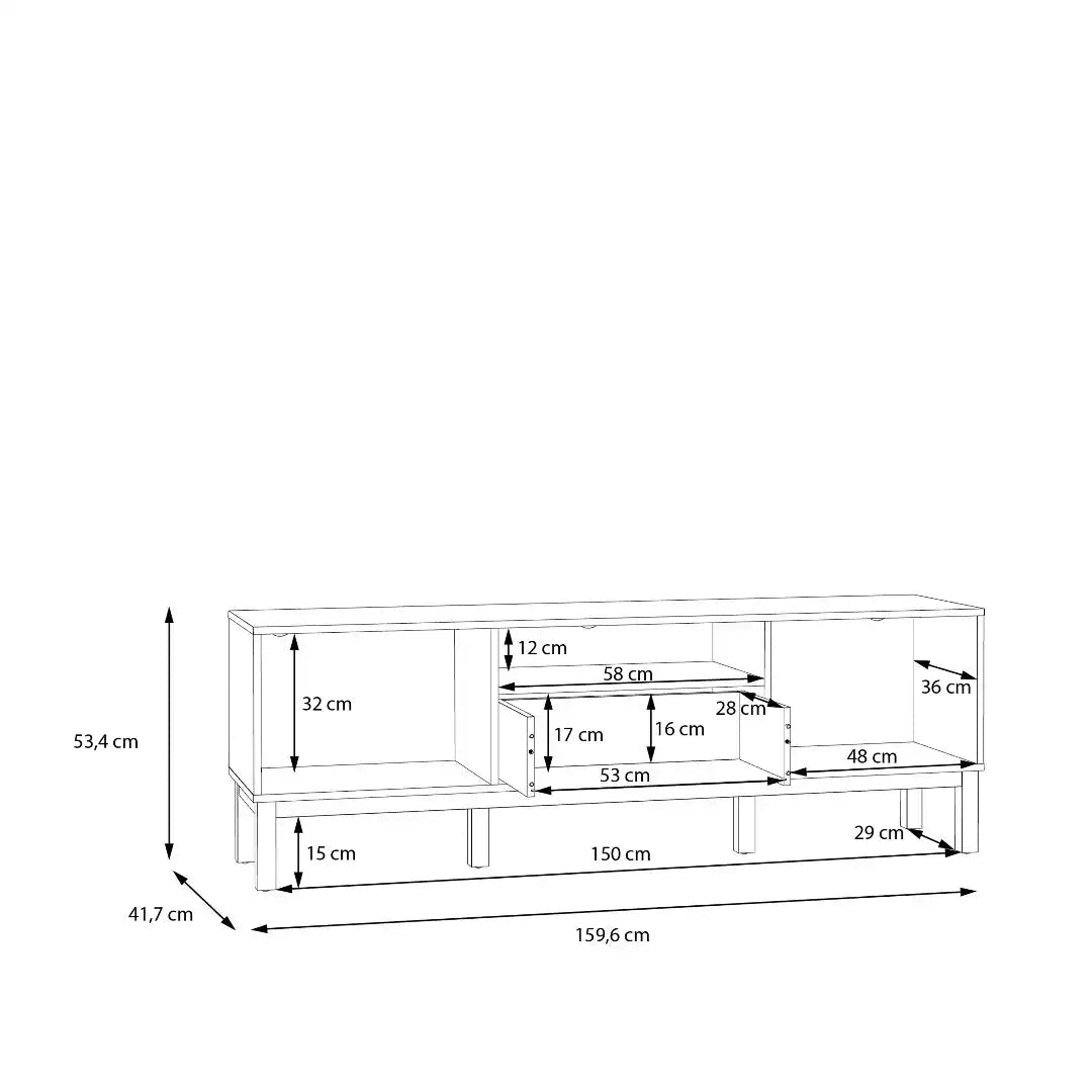Wensley 2 Door 1 Drawer TV Unit in Light Grey and Oak - Price Crash Furniture