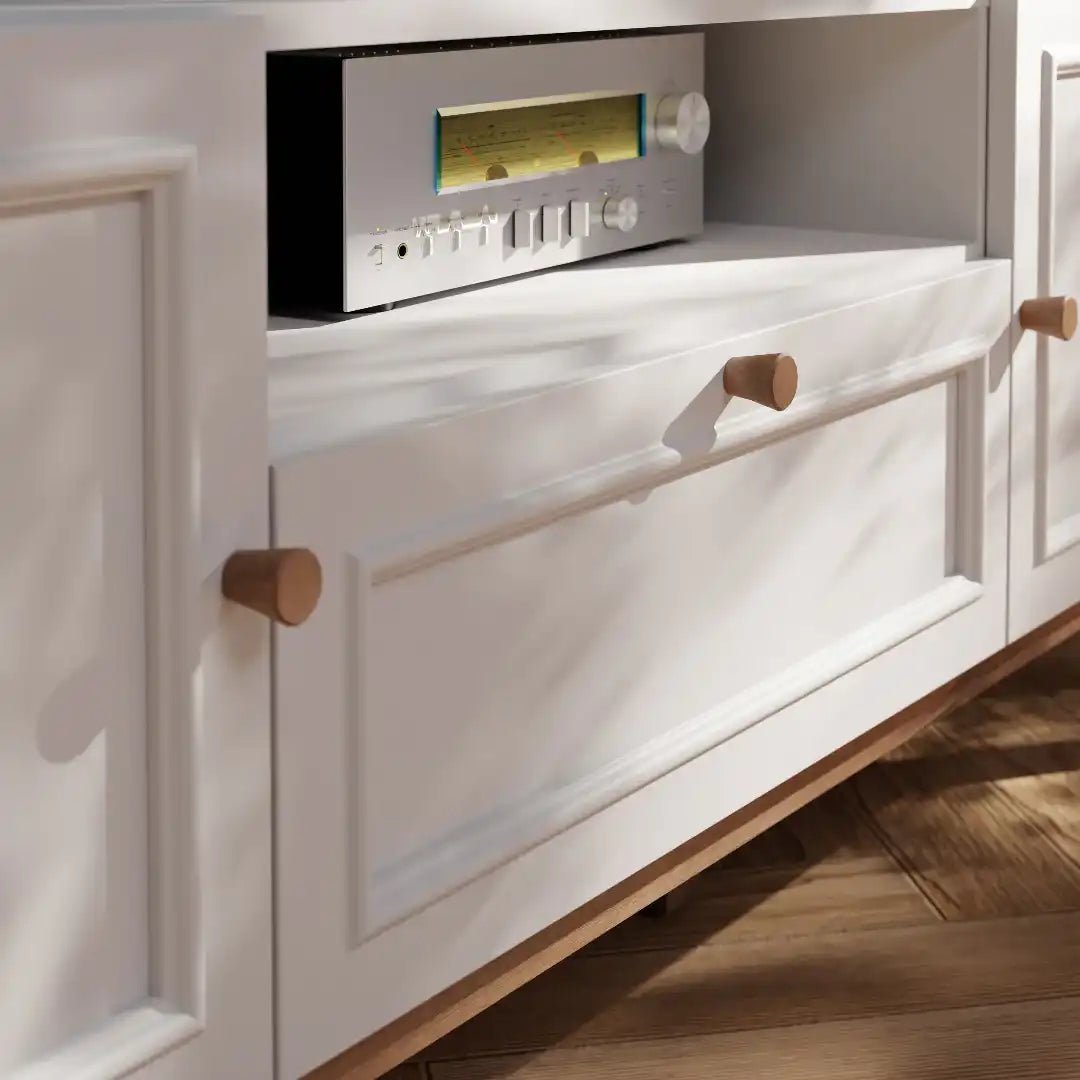 Wensley 2 Door 1 Drawer TV Unit in Light Grey and Oak - Price Crash Furniture