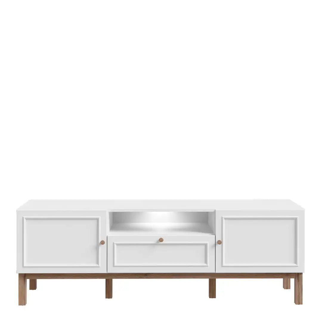 Wensley 2 Door 1 Drawer TV Unit in Light Grey and Oak inc LED Lighting - Price Crash Furniture