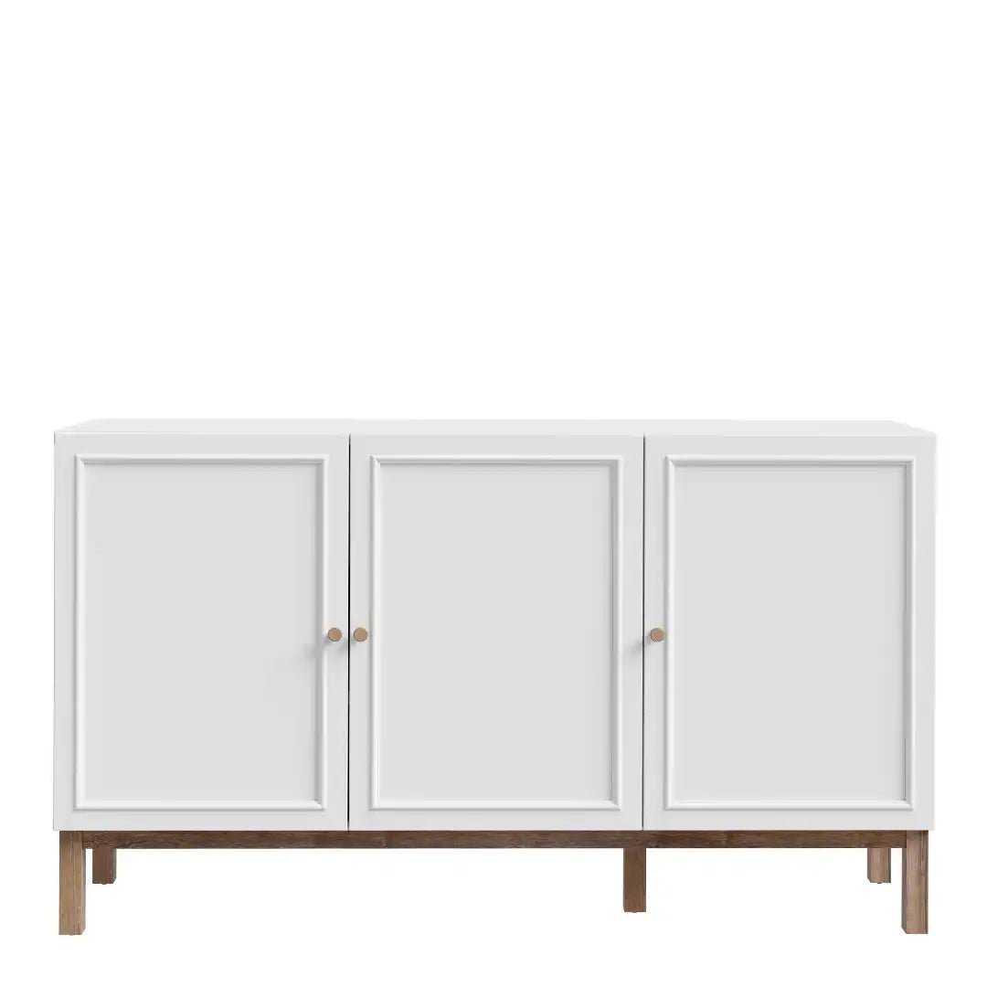 Wensley 3 Door 1 Drawer Sideboard in Light Grey and Oak - Price Crash Furniture