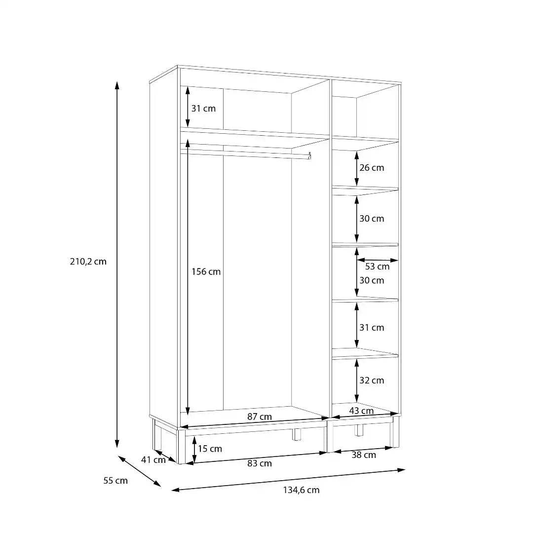 Wensley 3 Door Wardrobe in Light Grey and Oak - Price Crash Furniture