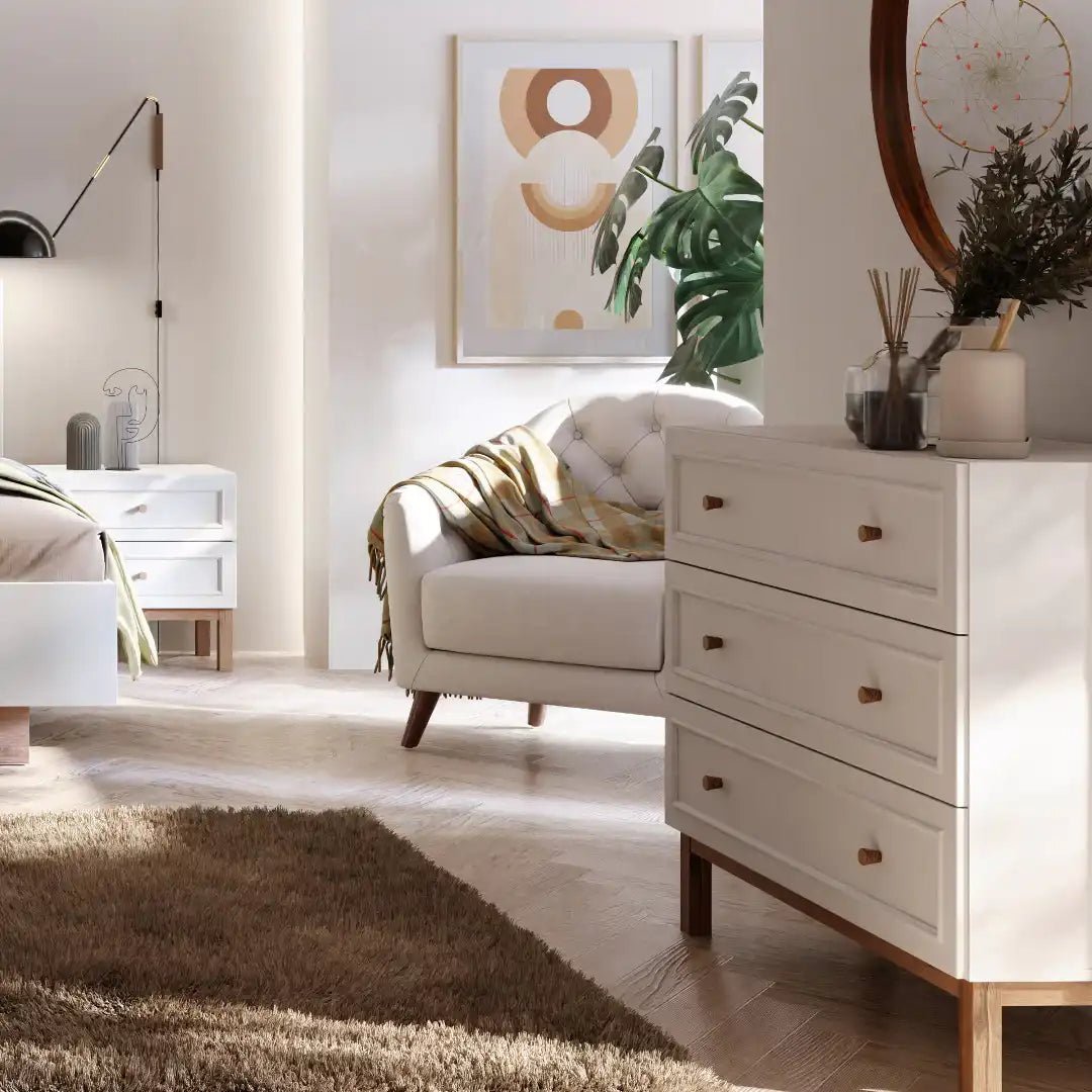 Wensley 3 Drawer Chest in Light Grey and Oak - Price Crash Furniture
