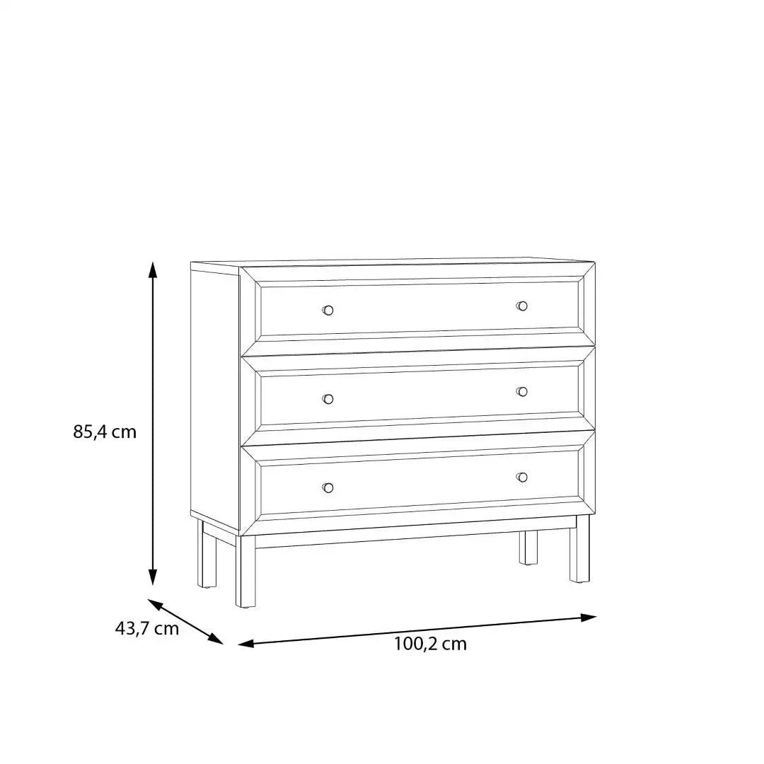 Wensley 3 Drawer Chest in Light Grey and Oak - Price Crash Furniture