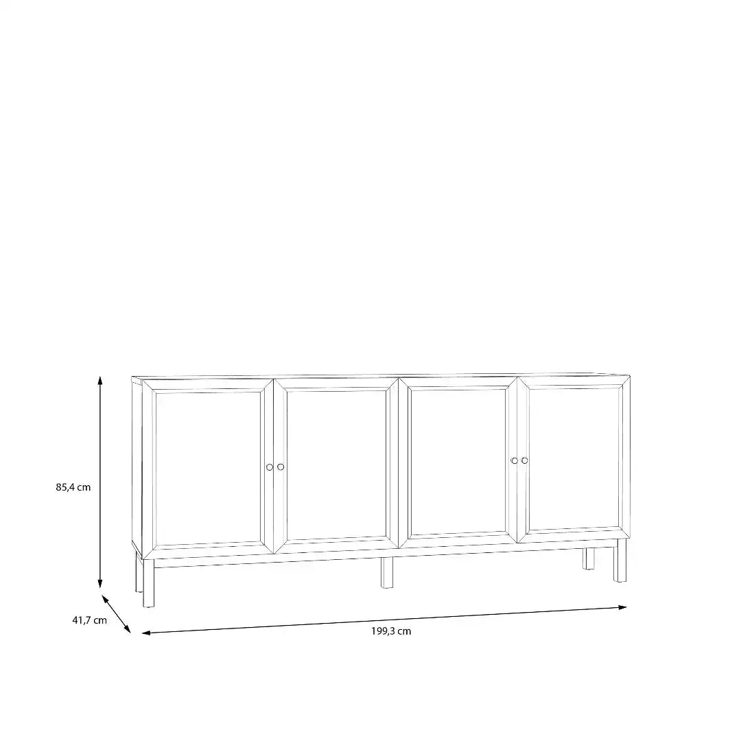 Wensley 4 Door 1 Drawer Sideboard in Light Grey and Oak - Price Crash Furniture