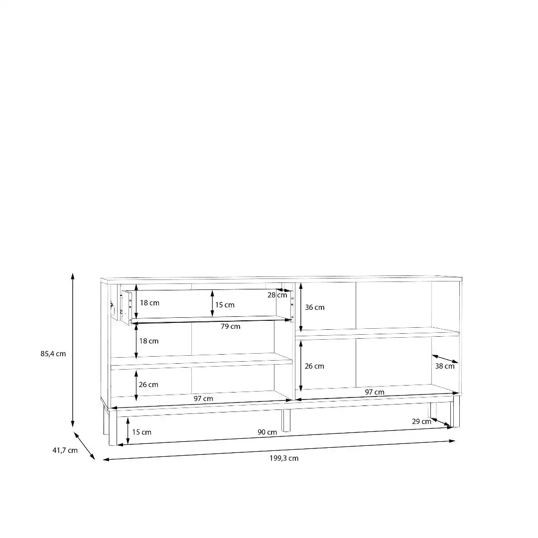 Wensley 4 Door 1 Drawer Sideboard in Light Grey and Oak - Price Crash Furniture