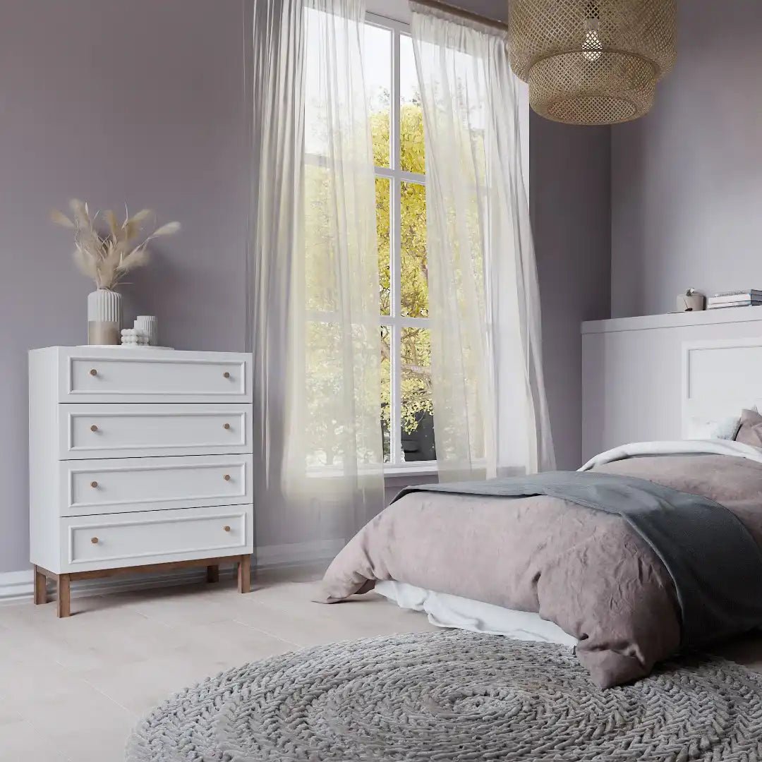 Wensley 4 Drawer Chest in Light Grey and Oak - Price Crash Furniture