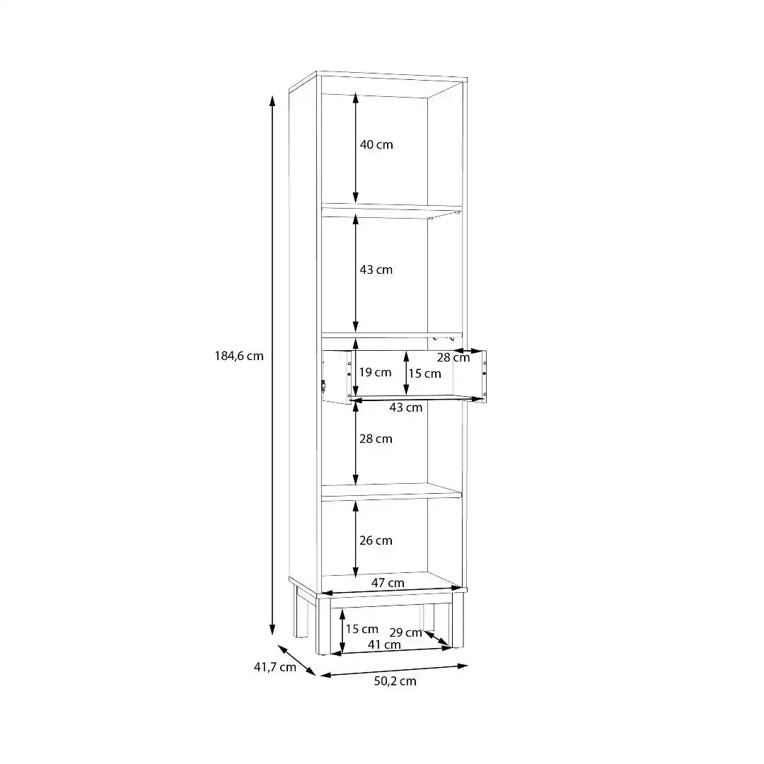 Wensley Display Cabinet with 1 Door 1 Drawer and 1 Glass Door in Light Grey and Oak inc LED Lighting - Price Crash Furniture
