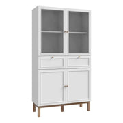 Wensley Display Cabinet with 2 Doors 2 Drawers and 2 Glass Doors in Light Grey and Oak - Price Crash Furniture