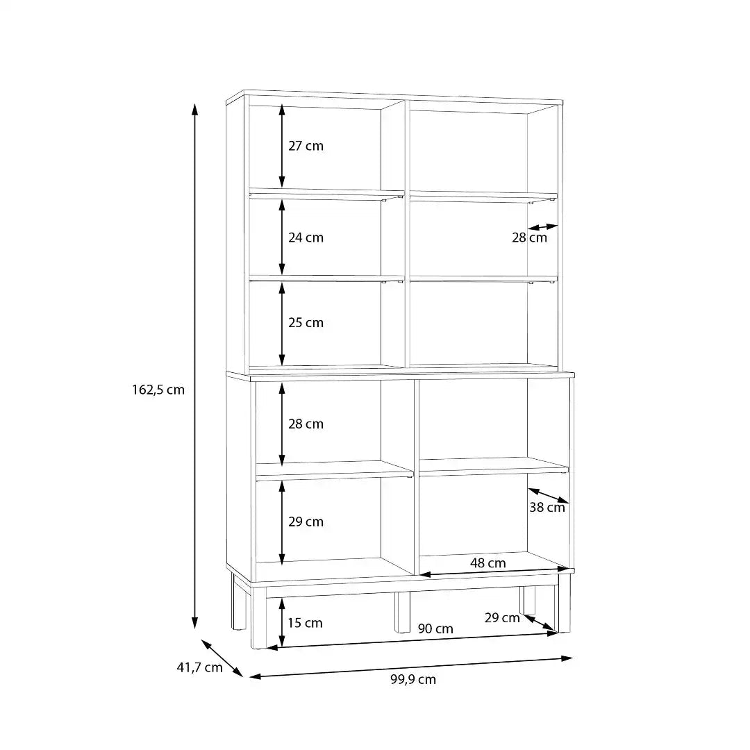 Wensley Display Cabinet with 2 Doors and 2 Glass Doors in Light Grey and Oak - Price Crash Furniture