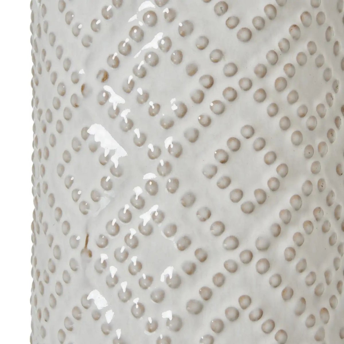 White Beaded Ceramic Lamp With Linen Shade - Price Crash Furniture