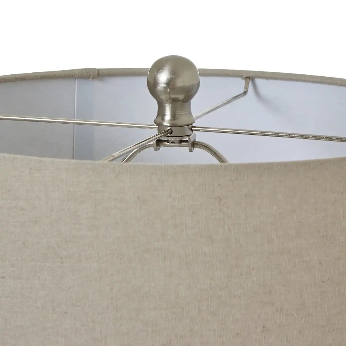 White Beaded Ceramic Lamp With Linen Shade - Price Crash Furniture