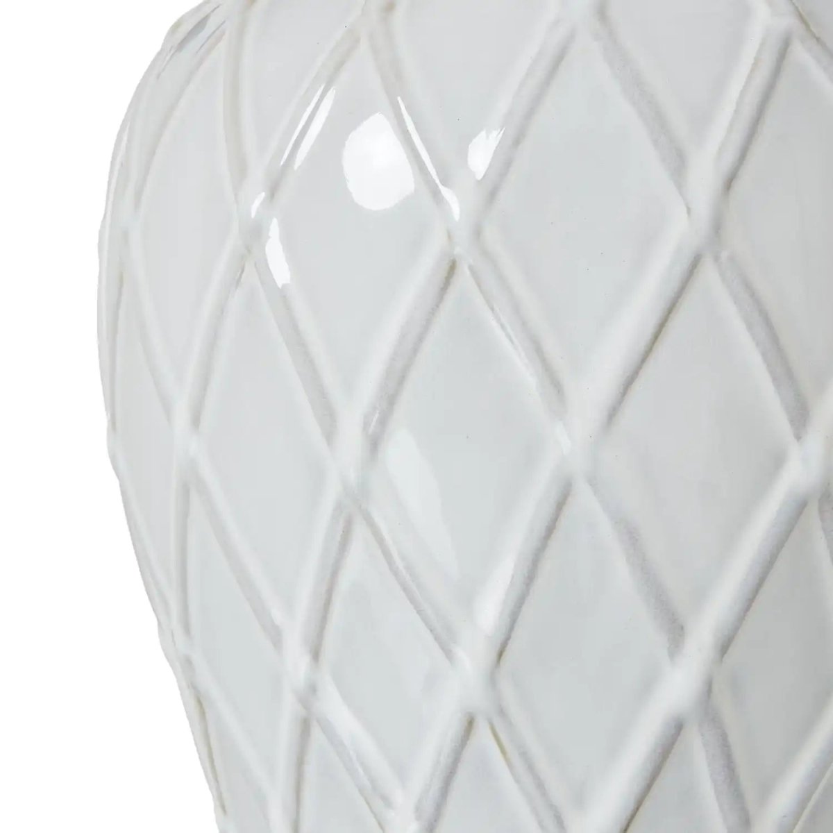 White Ceramic Ginger Jar Lamp With Linen Shade - Price Crash Furniture