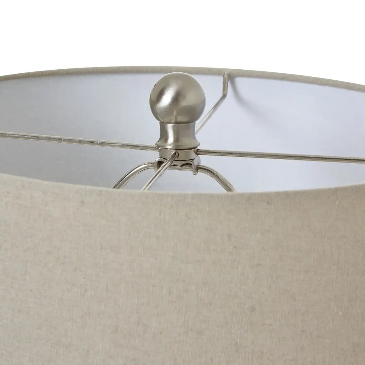 White Ceramic Ginger Jar Lamp With Linen Shade - Price Crash Furniture
