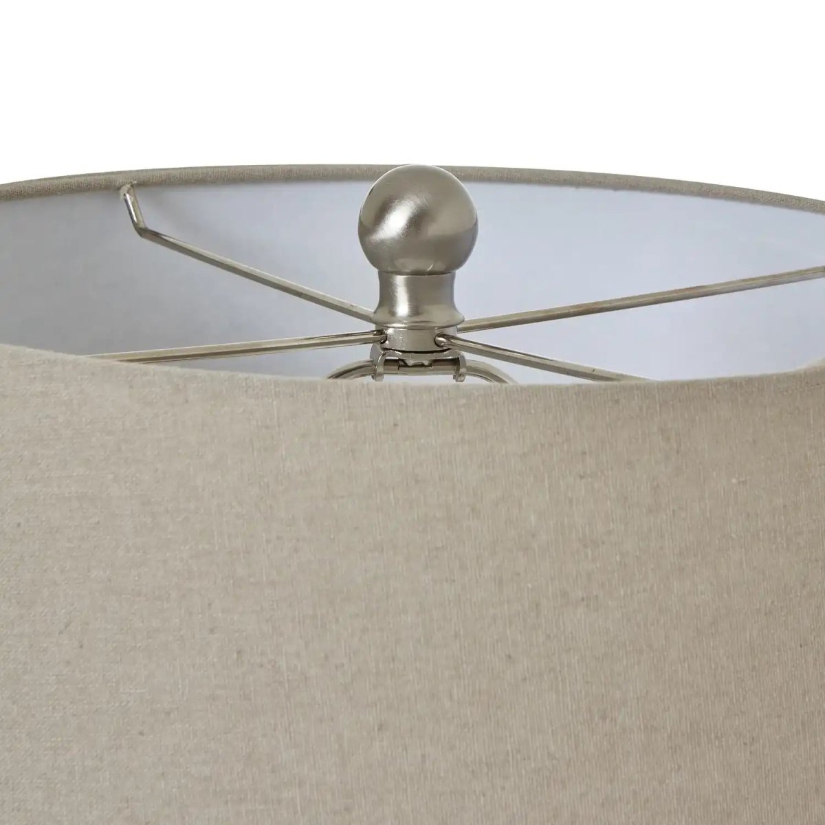 White Ceramic Pot Lamp With Linen Shade - Price Crash Furniture