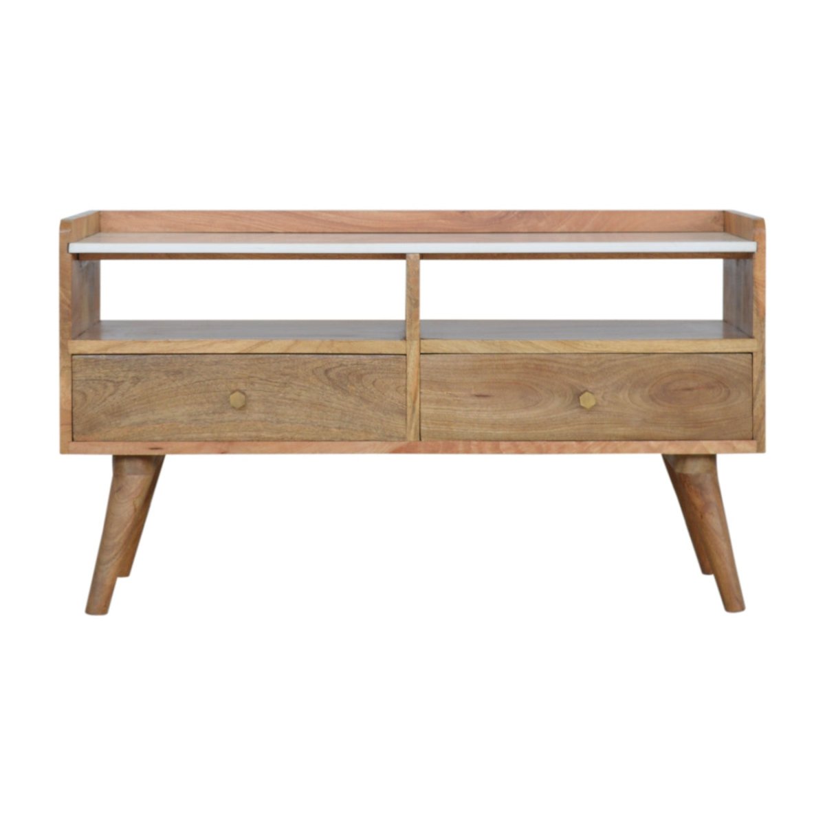 White Marble Top Media Unit TV Stand - Price Crash Furniture