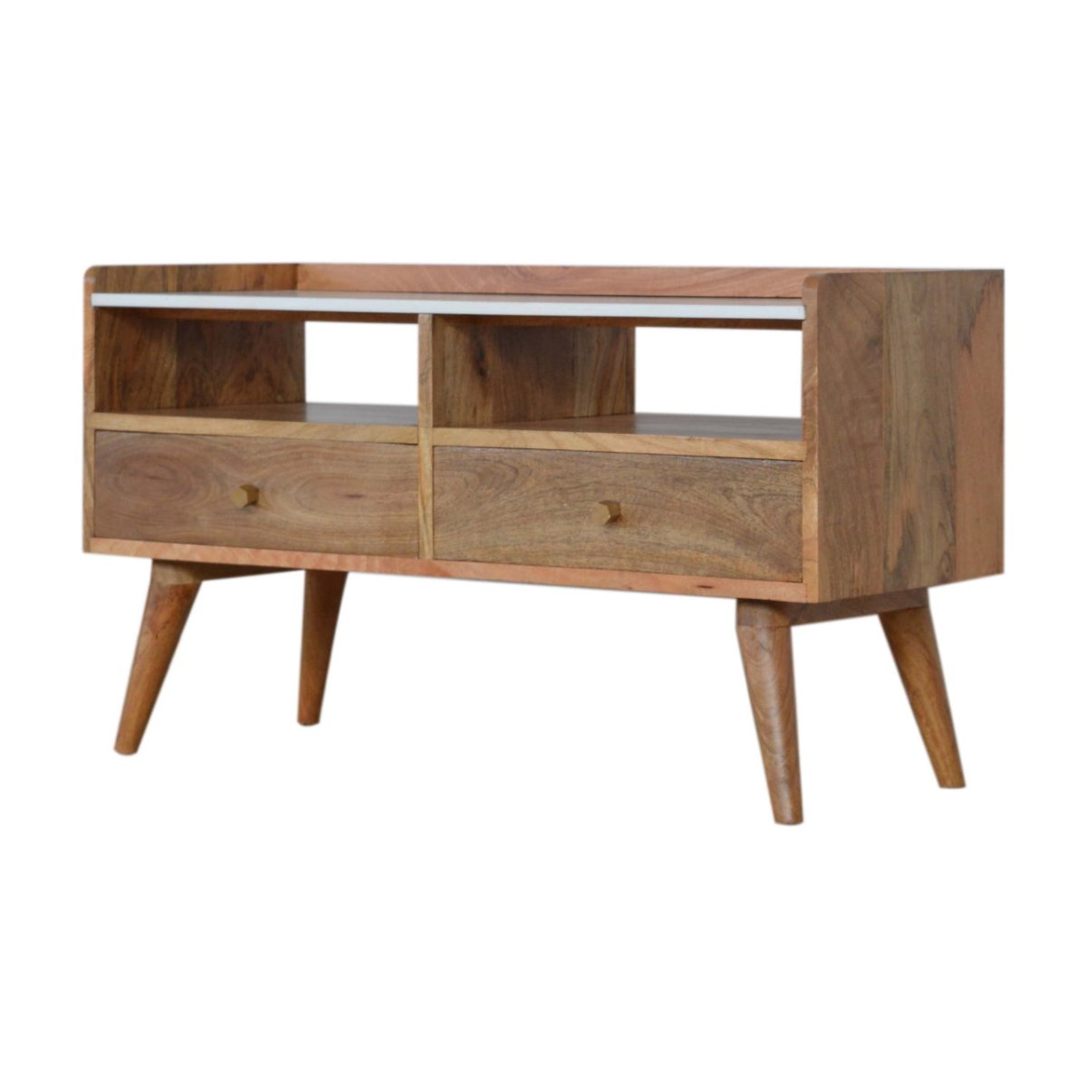 White Marble Top Media Unit TV Stand - Price Crash Furniture