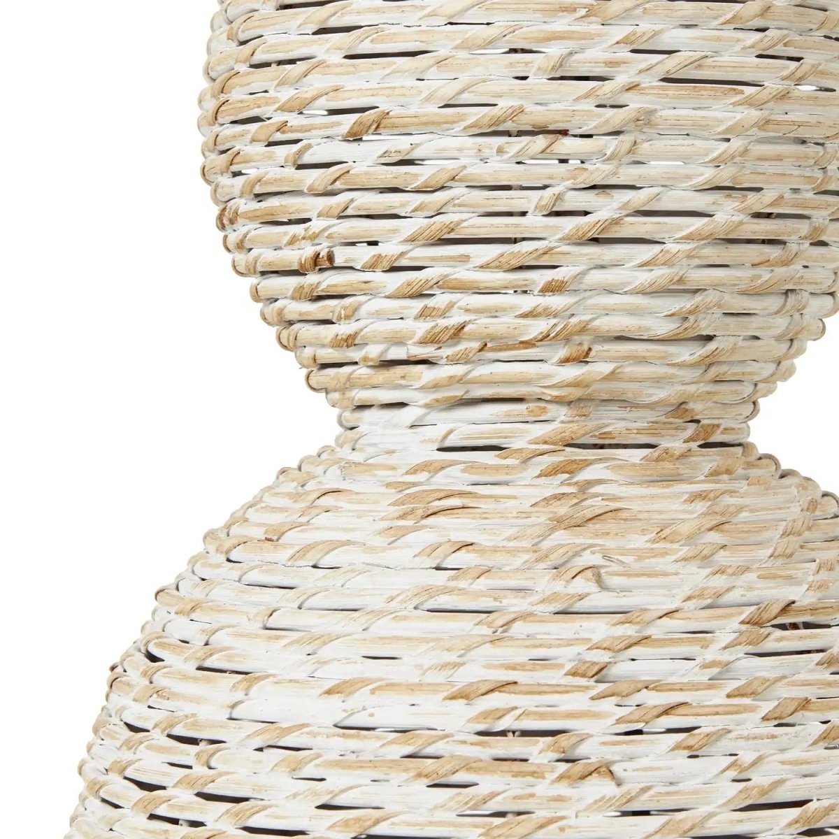 White Wash Wicker Globe Table Lamp With Linen Shade - Price Crash Furniture