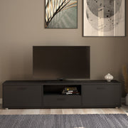 Wide Media TV Cabinet With 2 Doors And 1 Drawer In Black - Price Crash Furniture