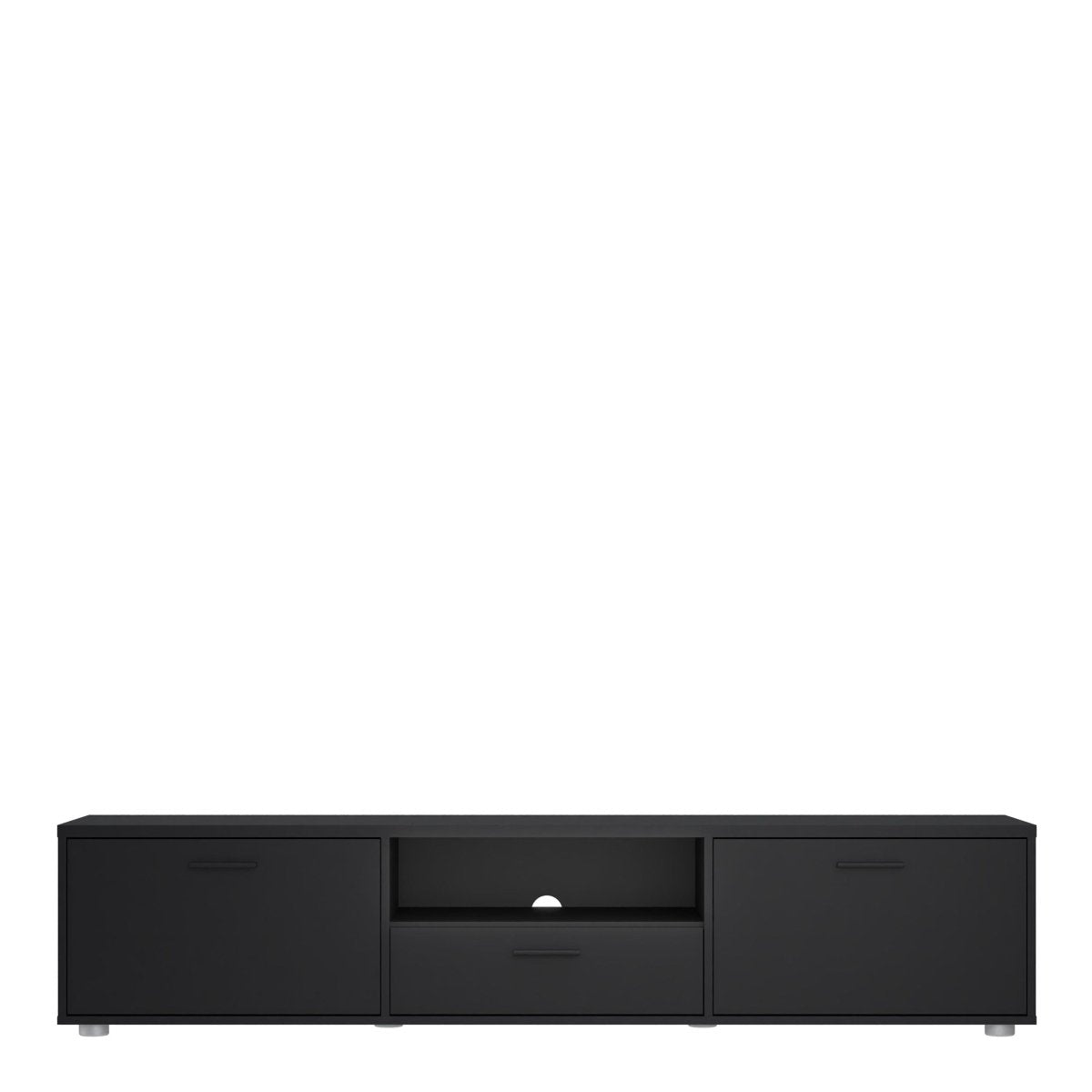 Wide Media TV Cabinet With 2 Doors And 1 Drawer In Black - Price Crash Furniture