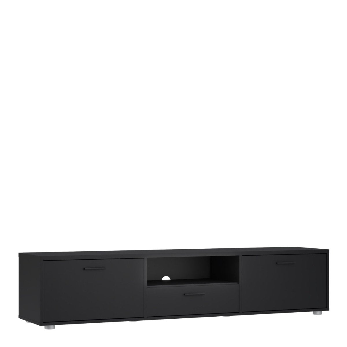 Wide Media TV Cabinet With 2 Doors And 1 Drawer In Black - Price Crash Furniture