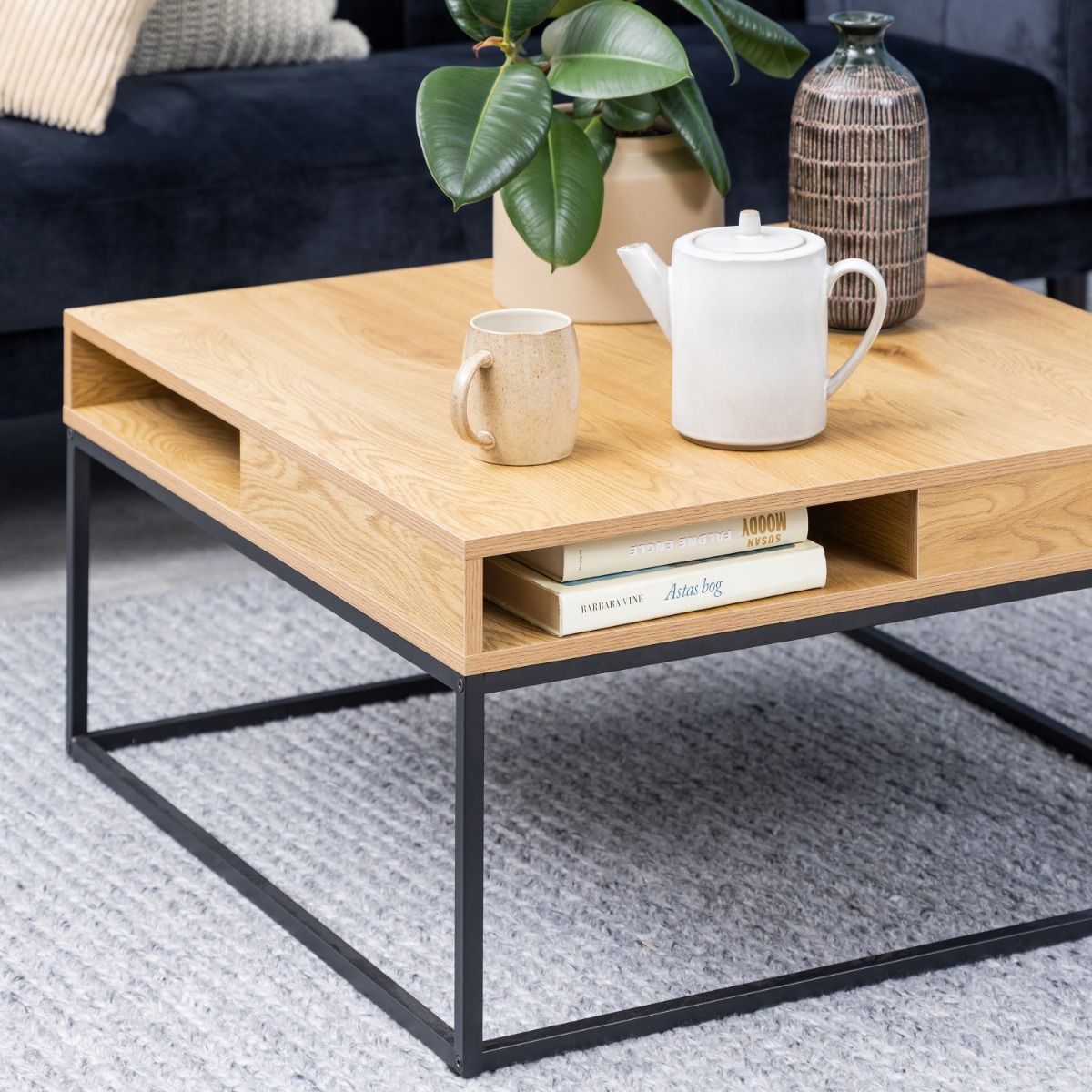 Willford Storage Coffee Table In Oak And Black - Price Crash Furniture