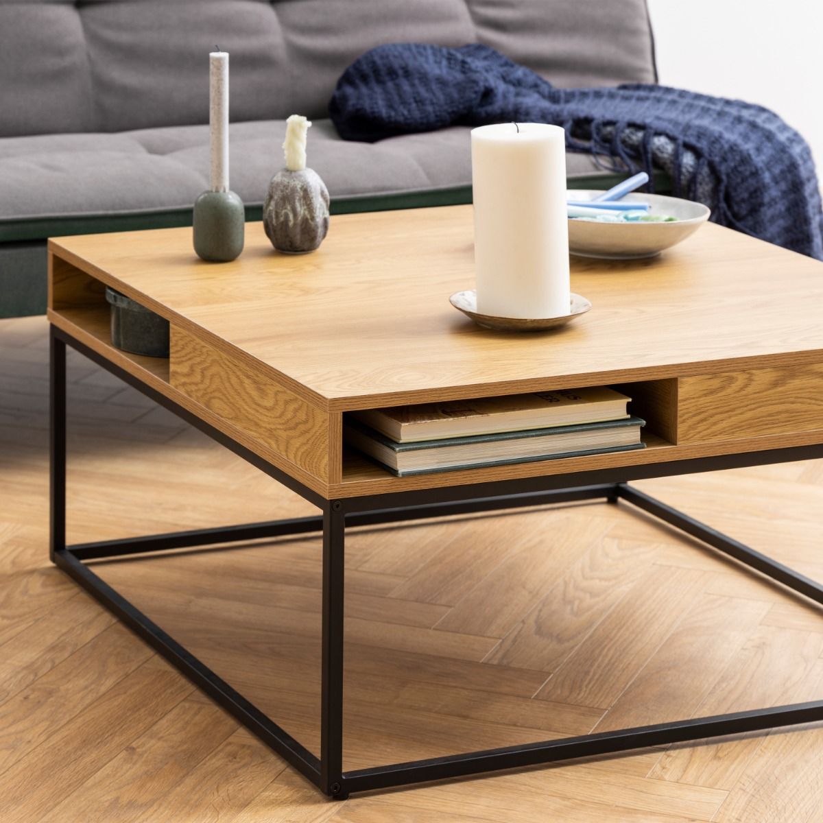 Willford Storage Coffee Table In Oak And Black - Price Crash Furniture