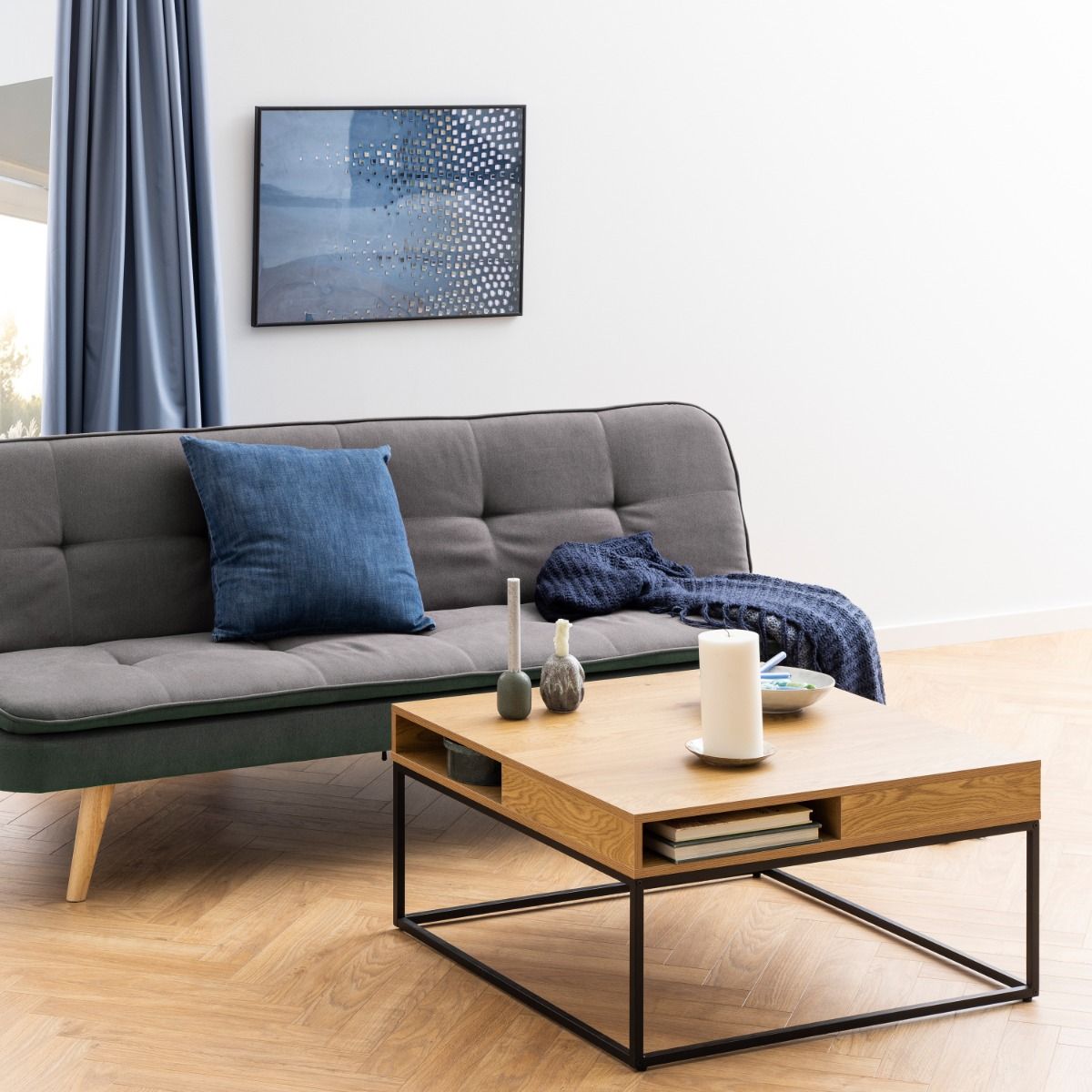 Willford Storage Coffee Table In Oak And Black - Price Crash Furniture