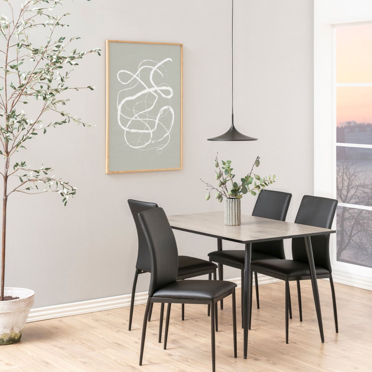 Wilma Dining Table With White Oak Top & Black Legs 120cm - Price Crash Furniture