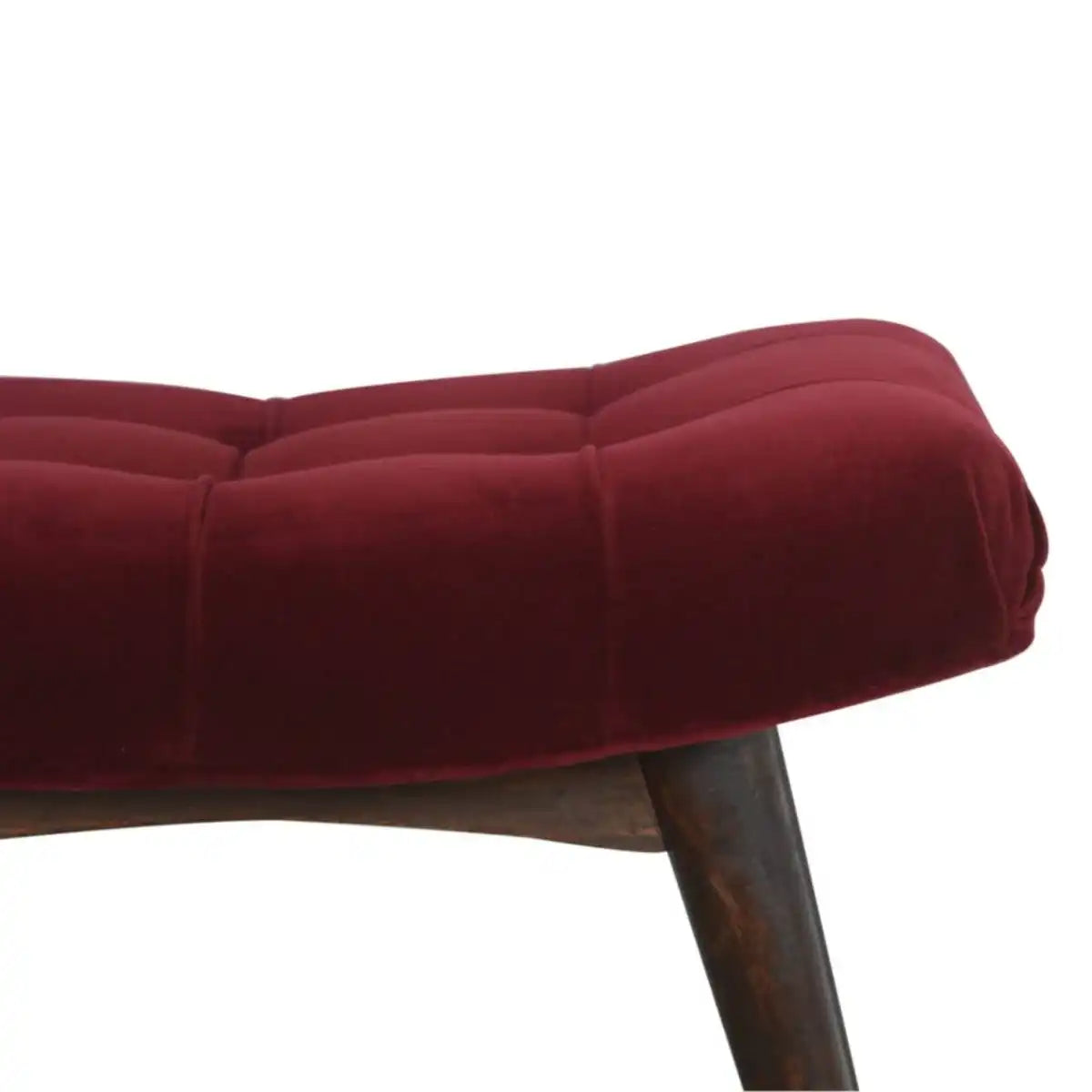 Wine Red Cotton Velvet Curved Bench - Price Crash Furniture
