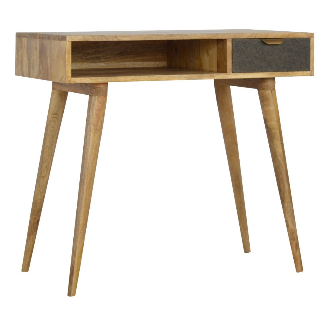 Writing Desk with One Grey Tweed Fabric Drawer Front - Price Crash Furniture