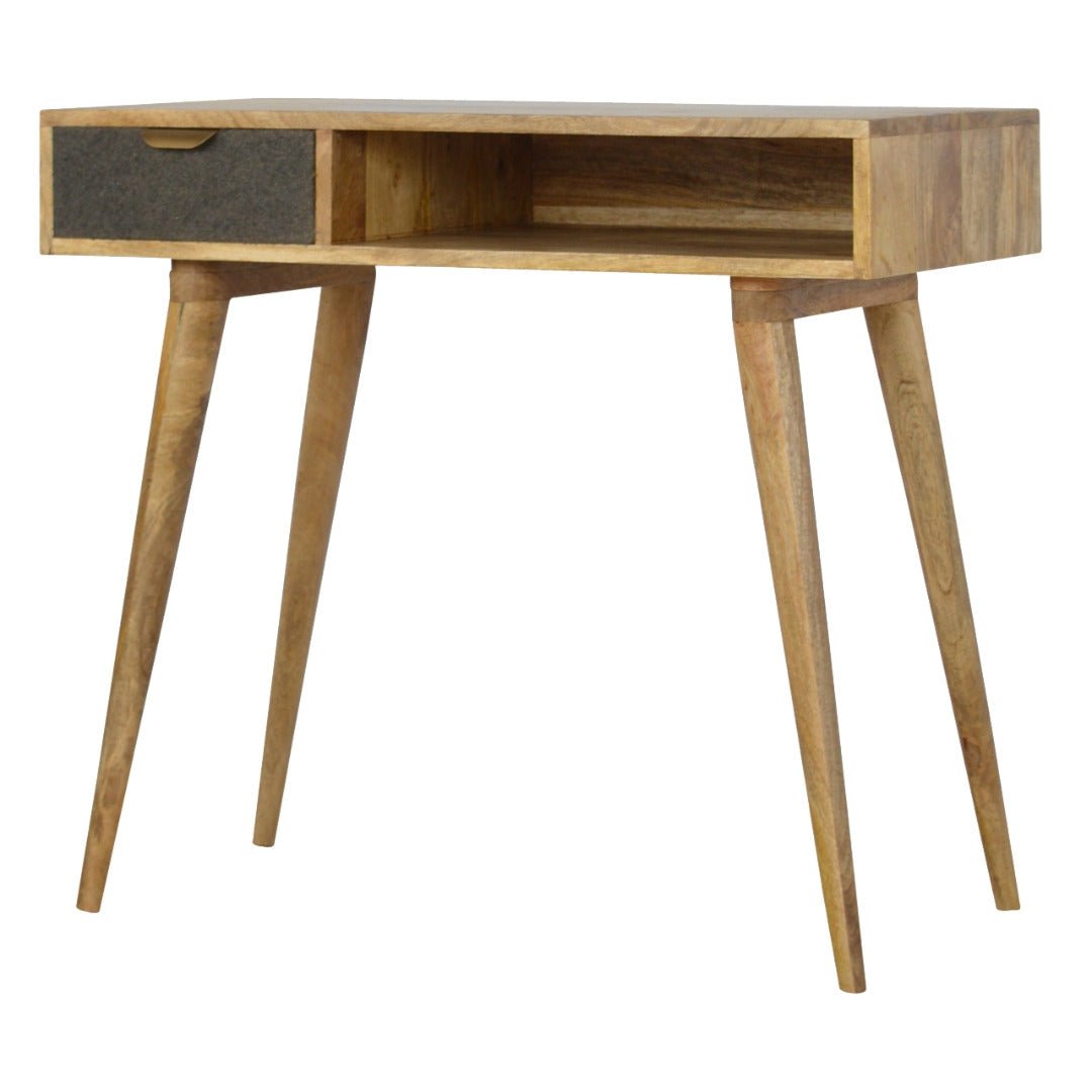 Writing Desk with One Grey Tweed Fabric Drawer Front - Price Crash Furniture