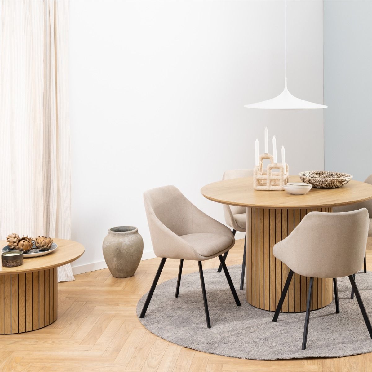 Yale Round Coffee Table In Oak - Price Crash Furniture