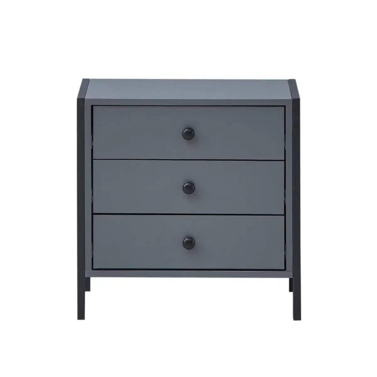 Zahra 3 drawer bedside table in matte grey by TAD - Price Crash Furniture