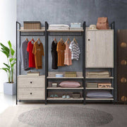 Zahra bedroom set: 3 piece open wardrobe set in ash oak effect by TAD - Price Crash Furniture
