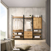 Zahra bedroom set: 3 piece open wardrobe set in oak effect by TAD - Price Crash Furniture