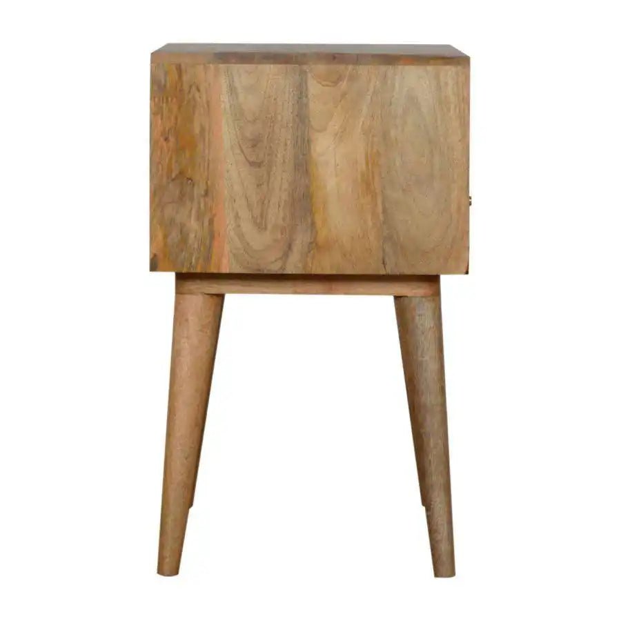 Zig - zag Parquet Pattern 1 Drawer Bedside Table in Oak - effect Mango Wood - Price Crash Furniture
