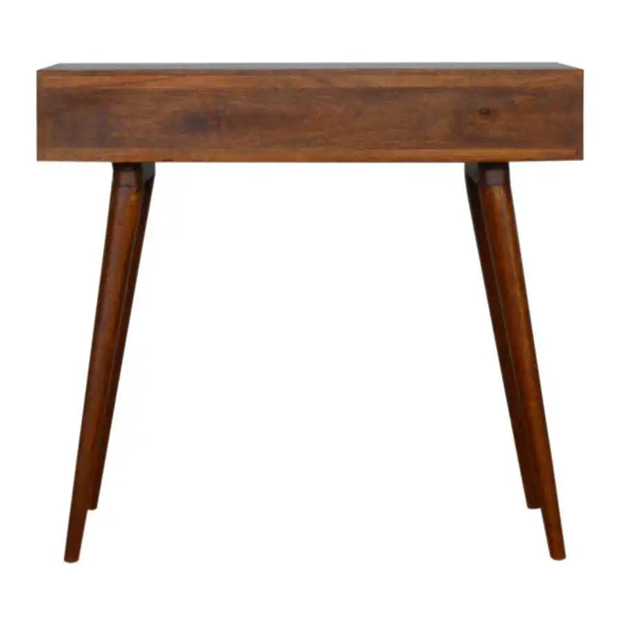 Zig - zag Parquet Pattern Bedside Table in Chestnut - effect Mango Wood - Price Crash Furniture