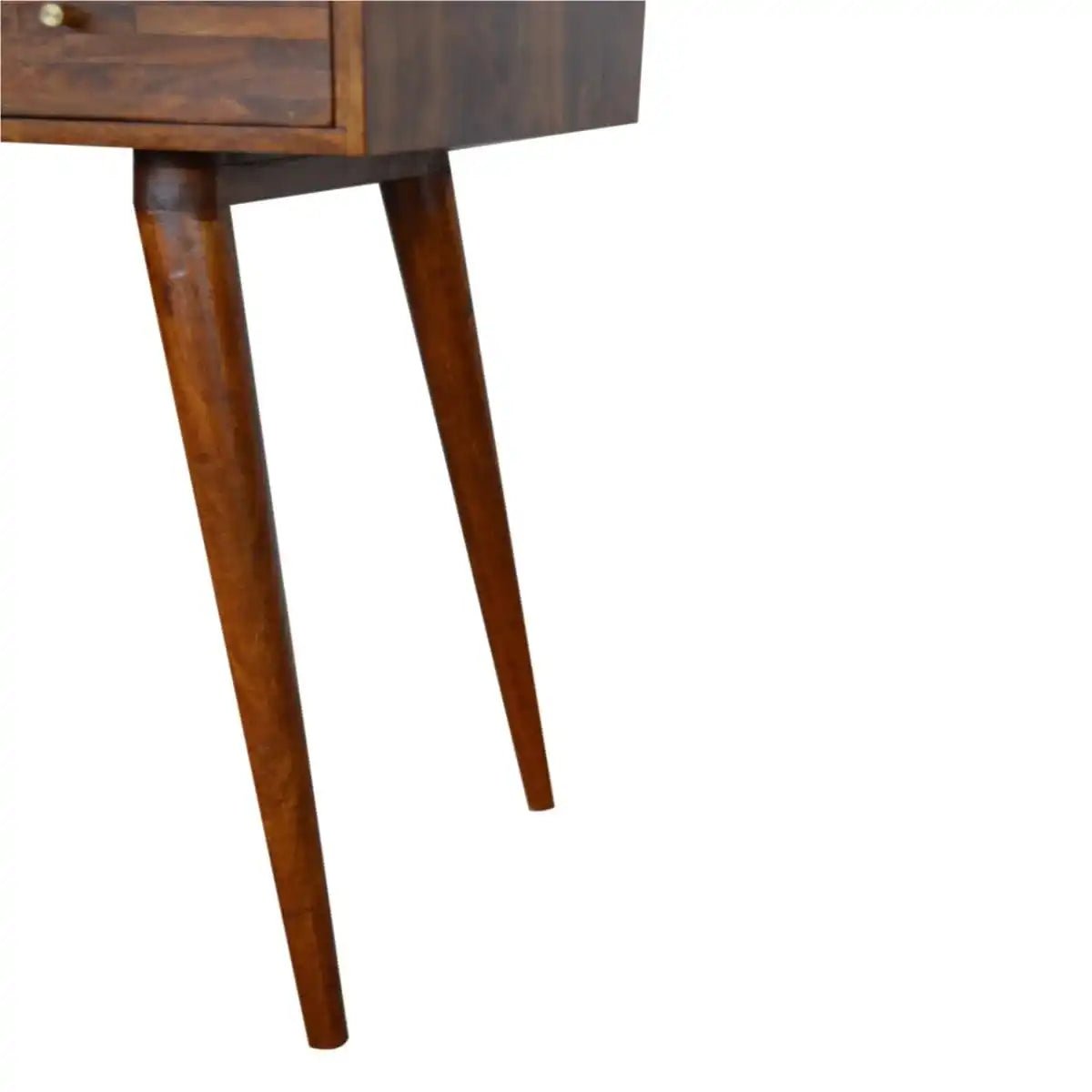 Zig - zag Parquet Pattern Bedside Table in Chestnut - effect Mango Wood - Price Crash Furniture