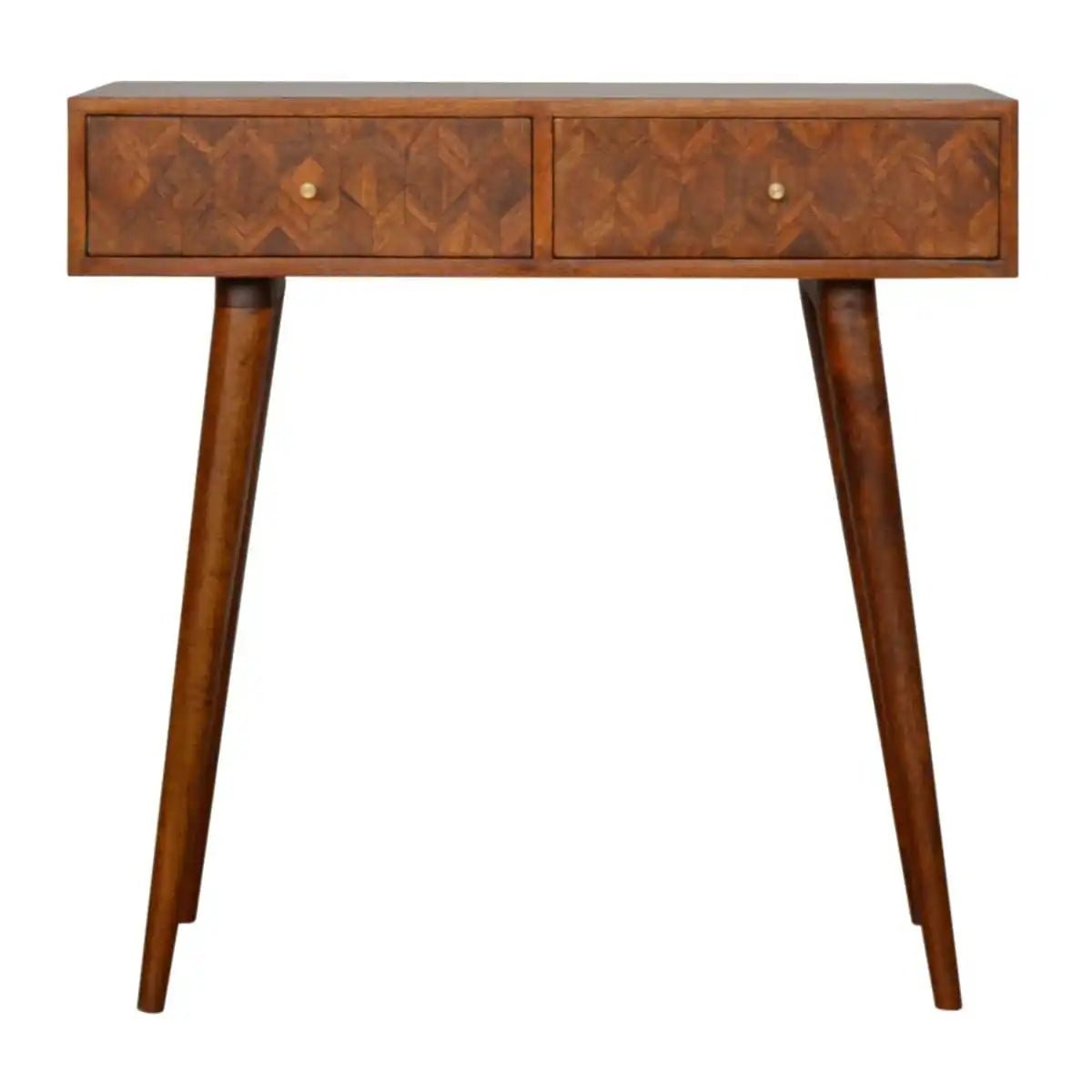 Zig - zag Parquet Pattern Console Table in Chestnut - effect Mango Wood - Price Crash Furniture