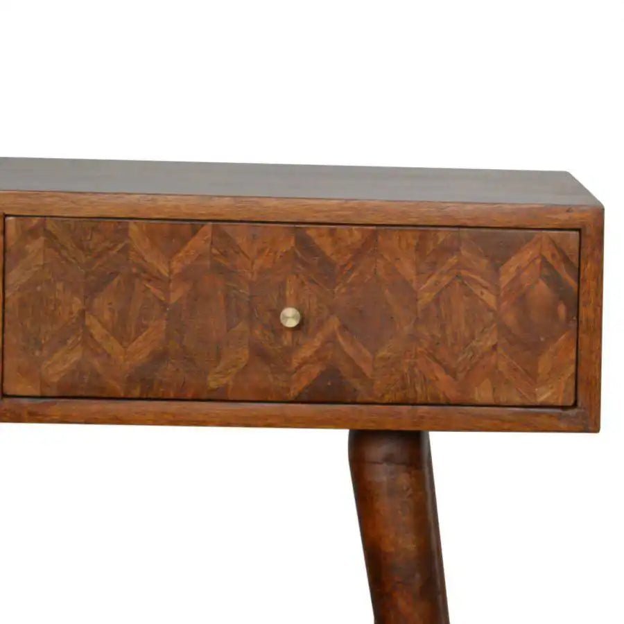 Zig - zag Parquet Pattern Console Table in Chestnut - effect Mango Wood - Price Crash Furniture