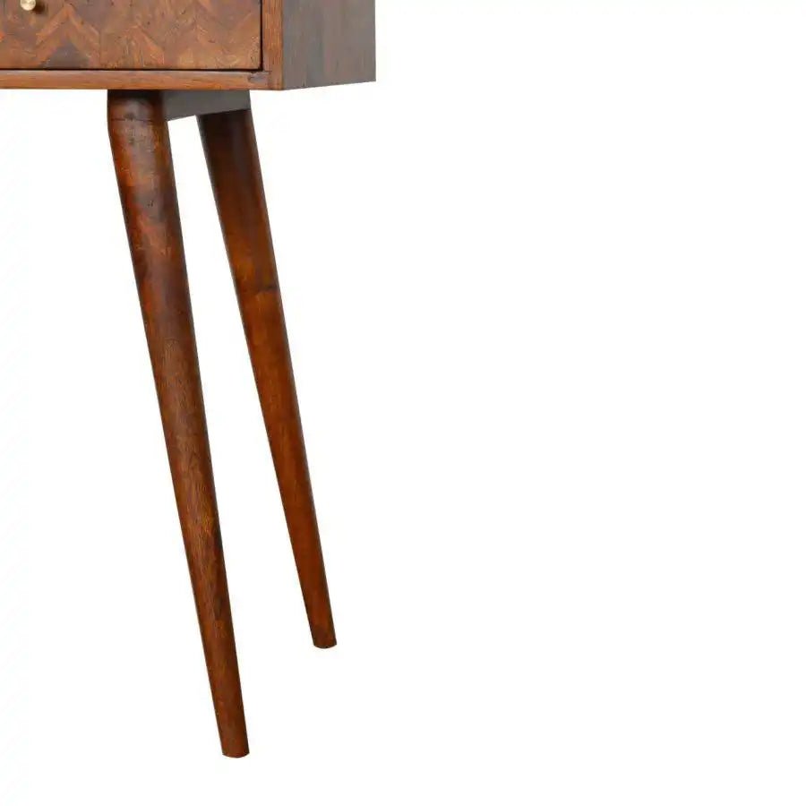 Zig - zag Parquet Pattern Console Table in Chestnut - effect Mango Wood - Price Crash Furniture
