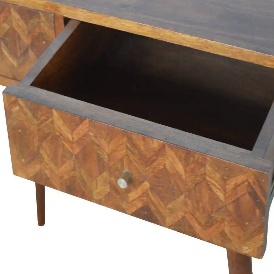 Zig - zag Parquet Pattern Console Table in Chestnut - effect Mango Wood - Price Crash Furniture