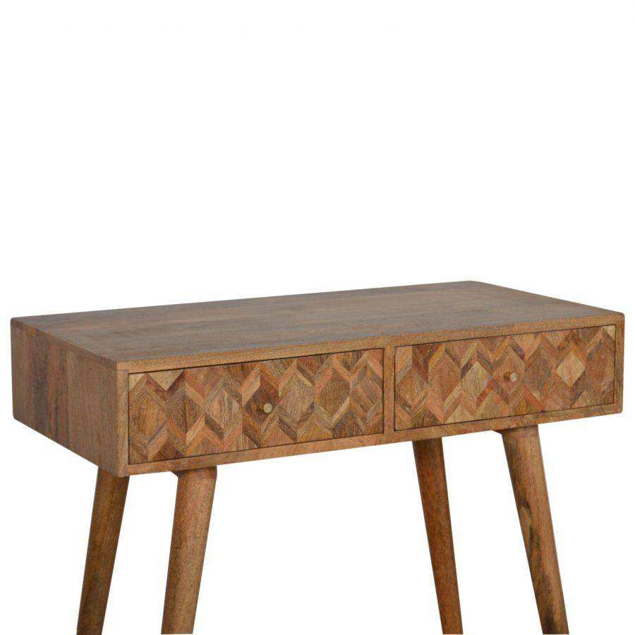 Zig - zag Parquet Pattern Console Table in Oak - effect Mango Wood - Price Crash Furniture