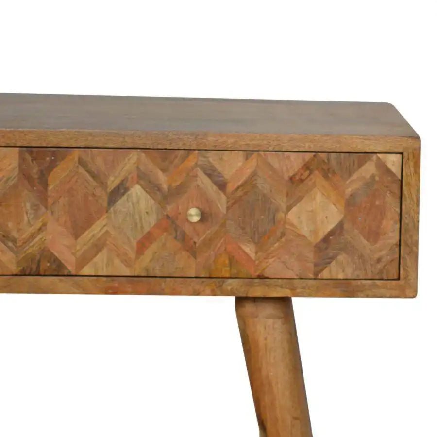 Zig - zag Parquet Pattern Console Table in Oak - effect Mango Wood - Price Crash Furniture