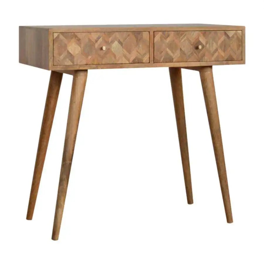 Zig - zag Parquet Pattern Console Table in Oak - effect Mango Wood - Price Crash Furniture