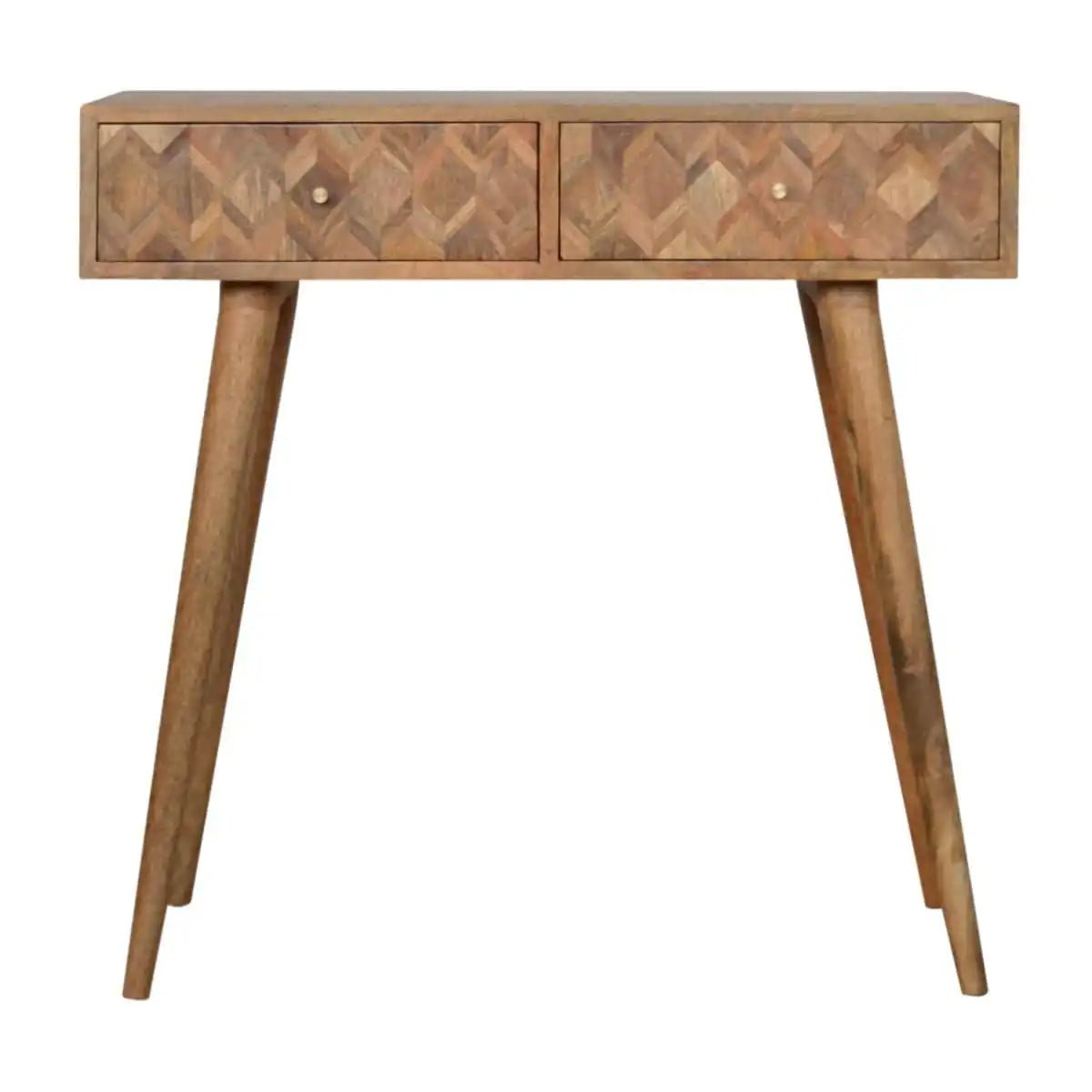 Zig - zag Parquet Pattern Console Table in Oak - effect Mango Wood - Price Crash Furniture
