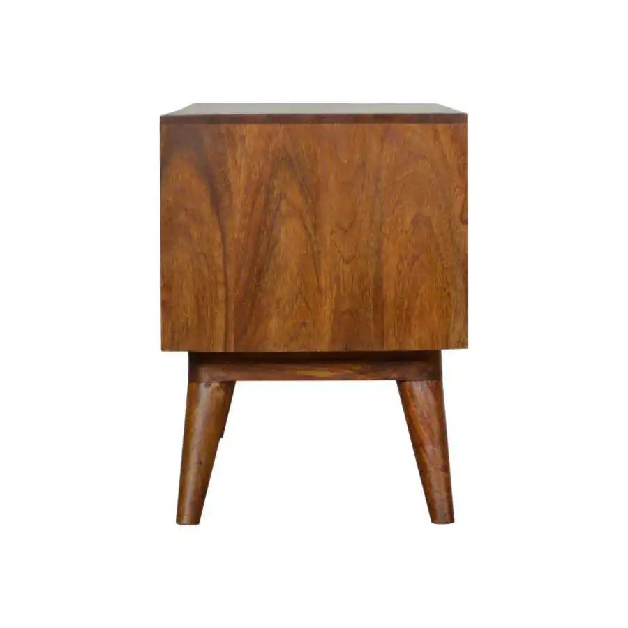 Zig - zag Parquet Pattern TV Stand in Chestnut - effect Mango Wood - Price Crash Furniture