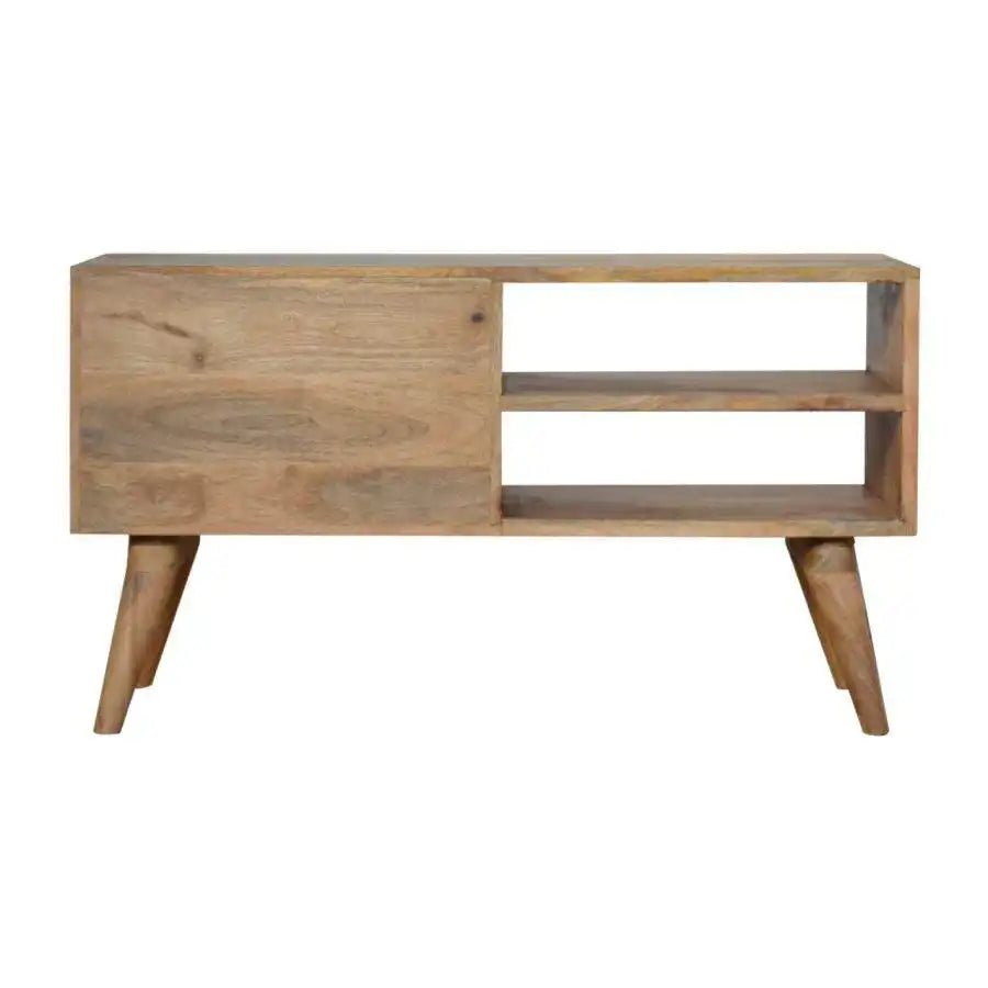 Zig - zag Parquet Pattern TV Stand in Oak - effect Mango Wood - Price Crash Furniture