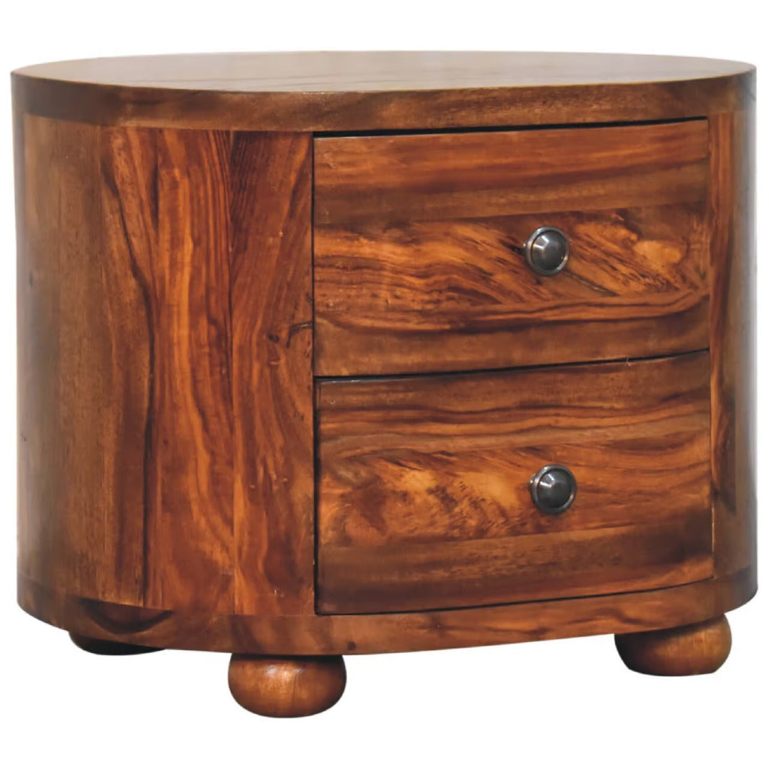 Round Honey Bedside with Bun Feet - Price Crash Furniture