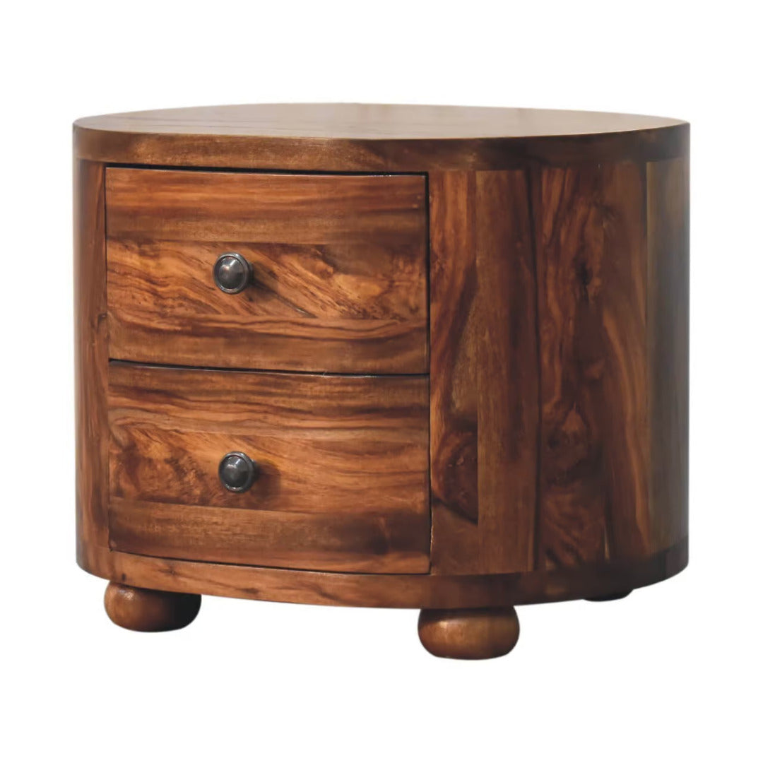 Round Honey Bedside with Bun Feet - Price Crash Furniture